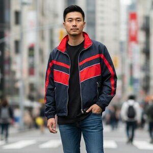 Ac-tiv-ology Activology Red and Navy Lightweight Jacket Size Medium Pre-Owned M